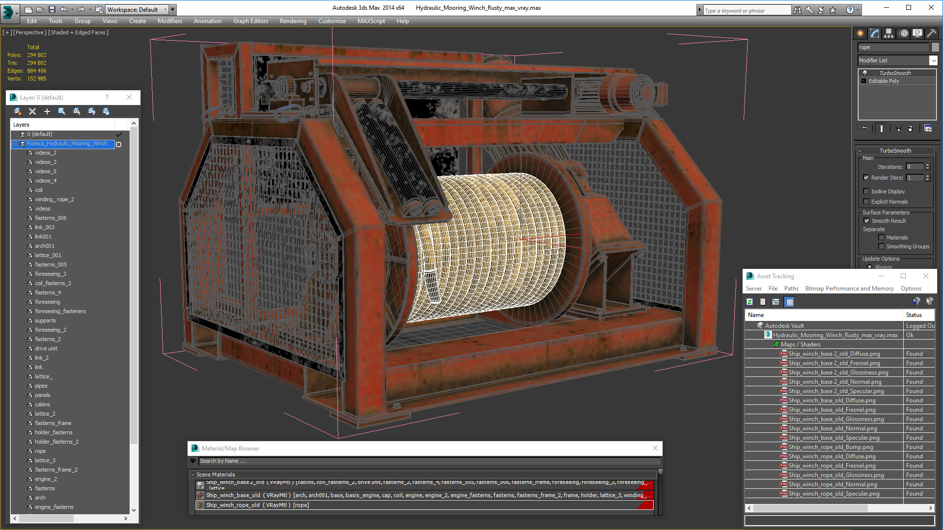 Hydraulic Mooring Winch Rusty 3D model