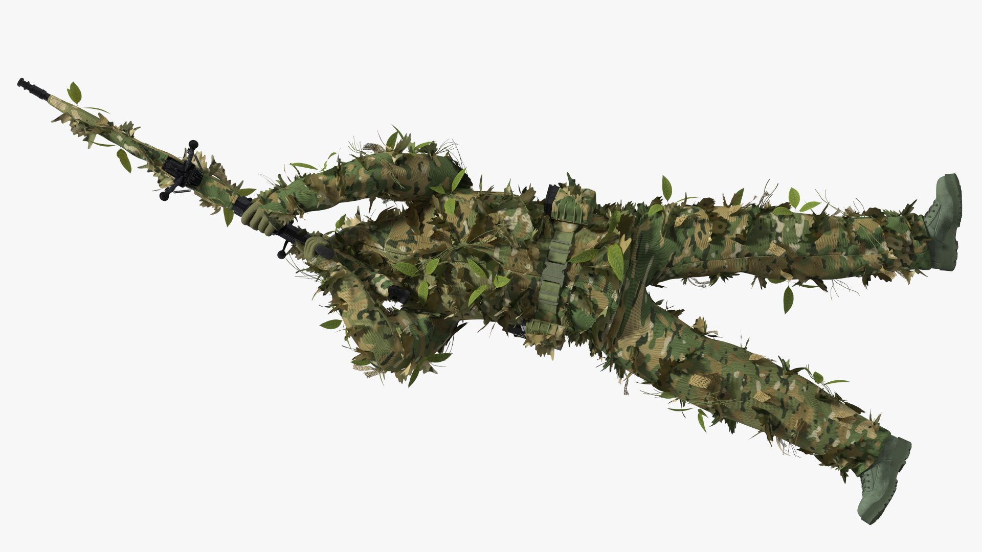 3D model Soldier Shooting Position Wood Camo