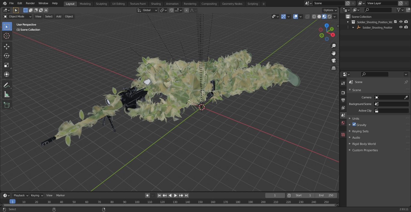 3D model Soldier Shooting Position Wood Camo