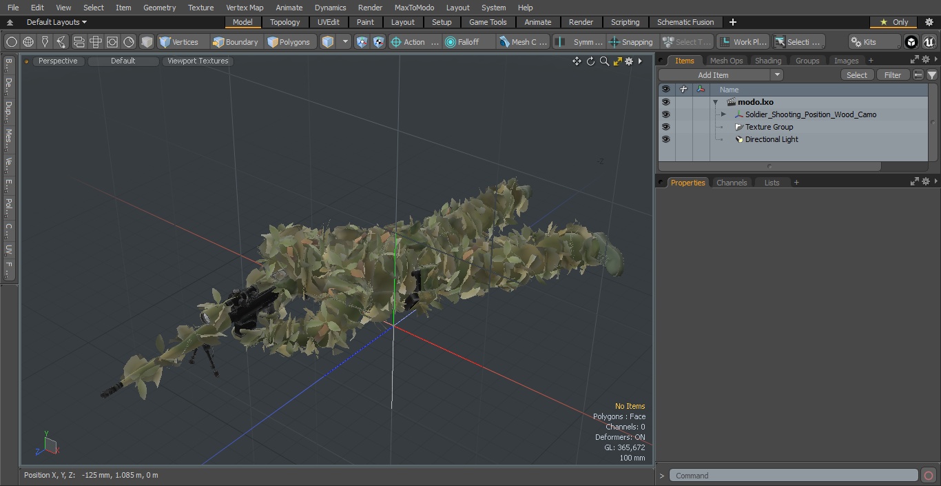 3D model Soldier Shooting Position Wood Camo