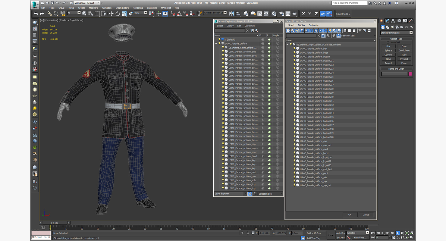 3D model US Marine Corps Parade Uniform