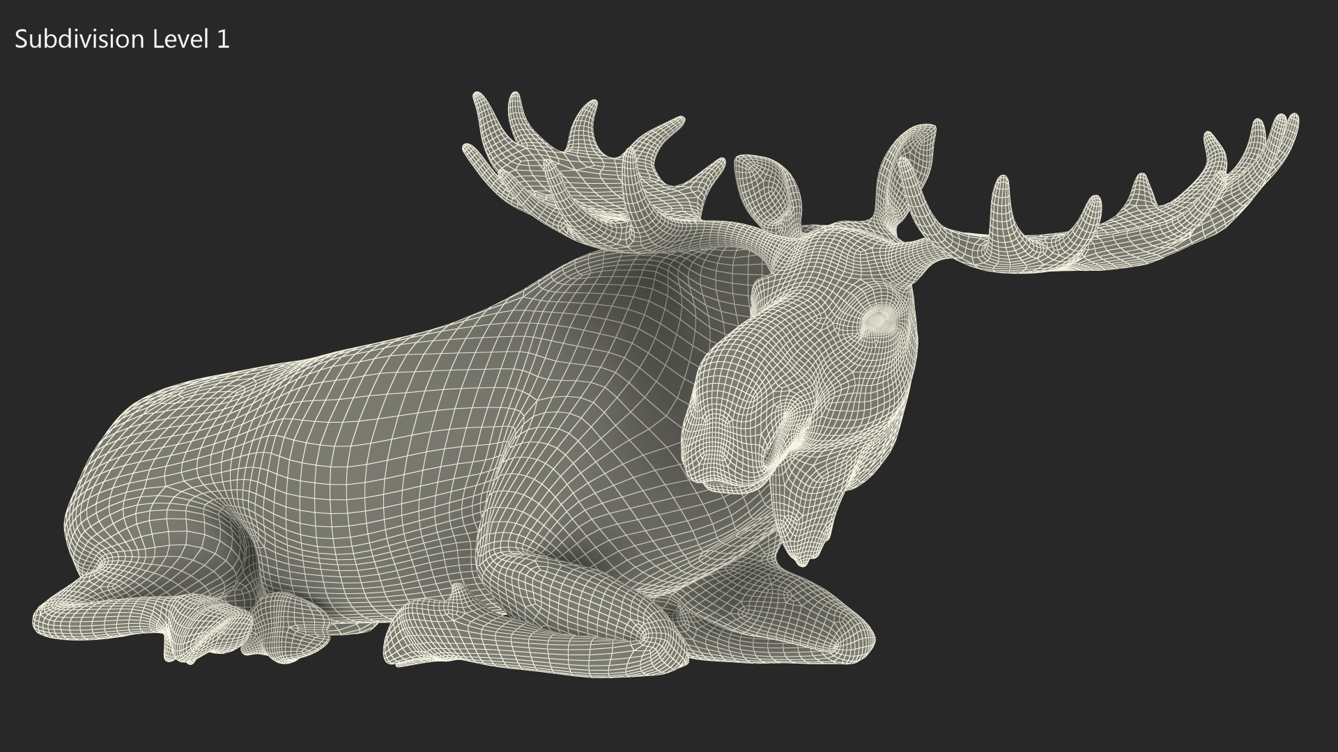 3D Elk Lying Pose Fur model