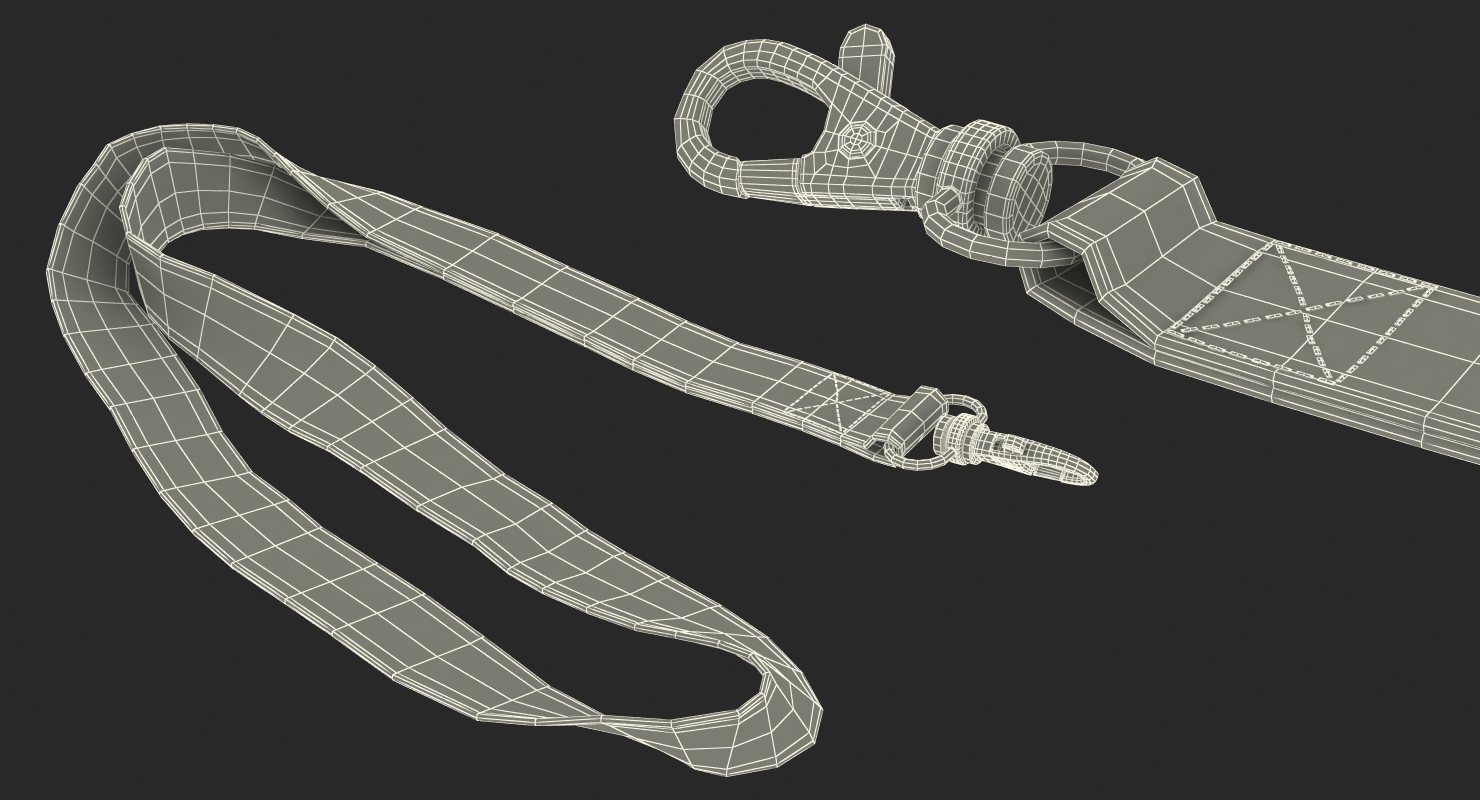 3D Yellow Security Lanyard model