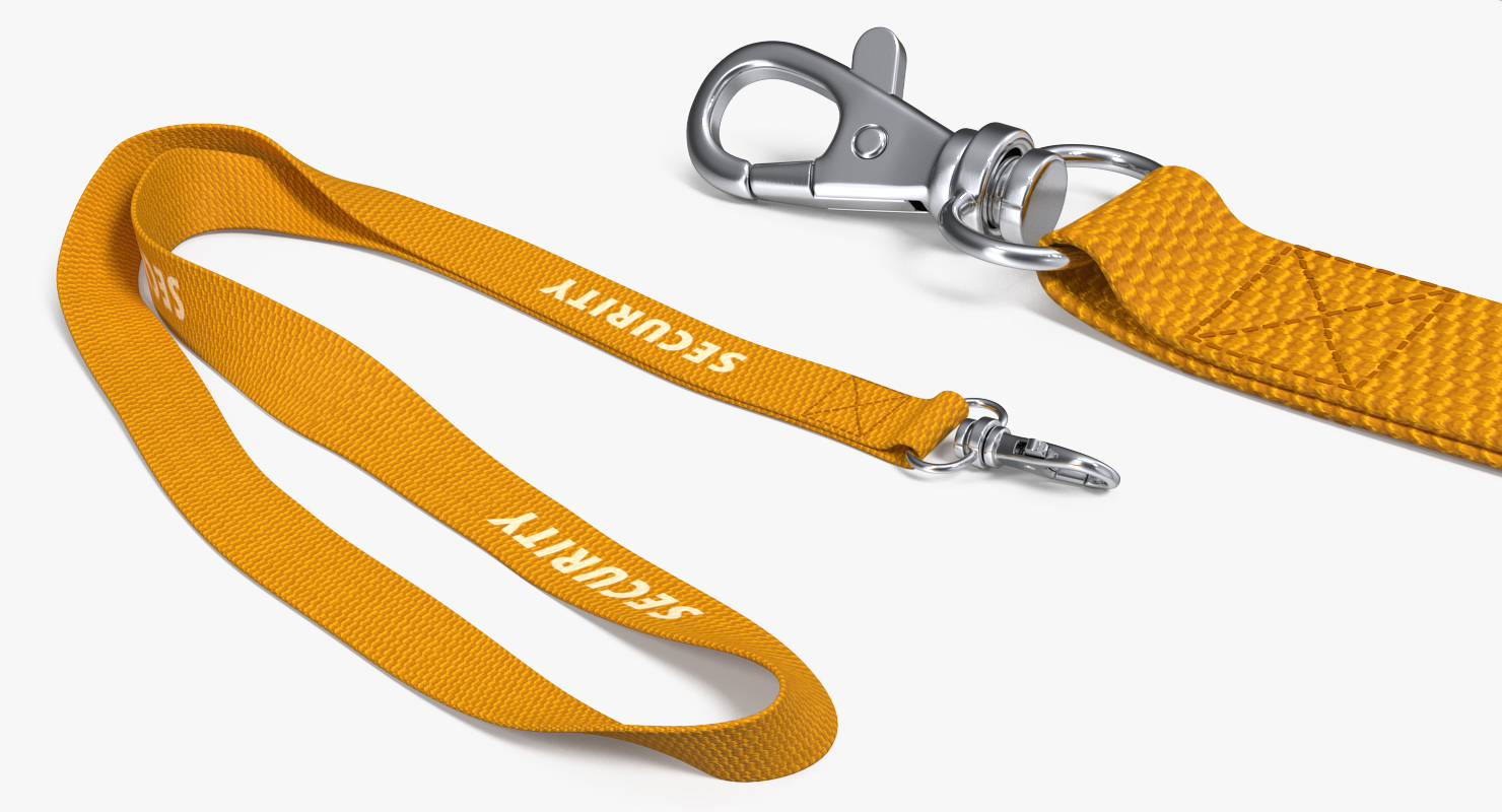 3D Yellow Security Lanyard model