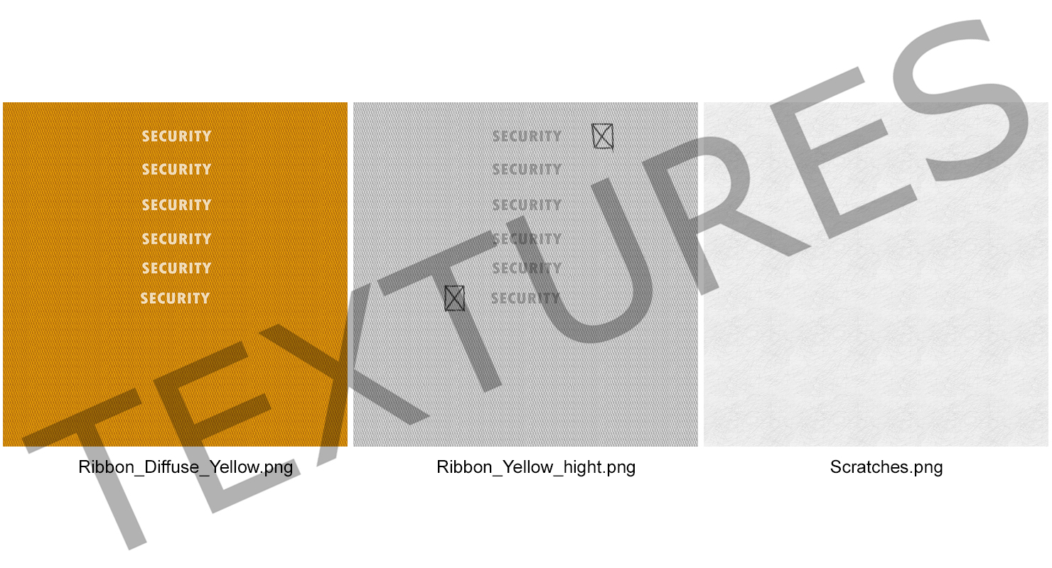 3D Yellow Security Lanyard model