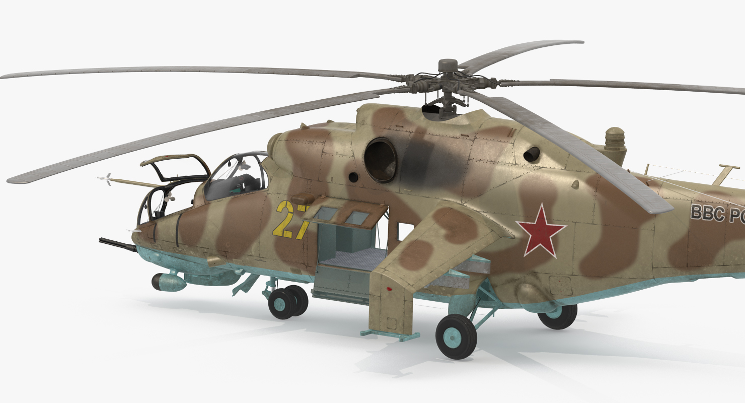 Russian Helicopter Mil Mi 24 Rigged 2 3D