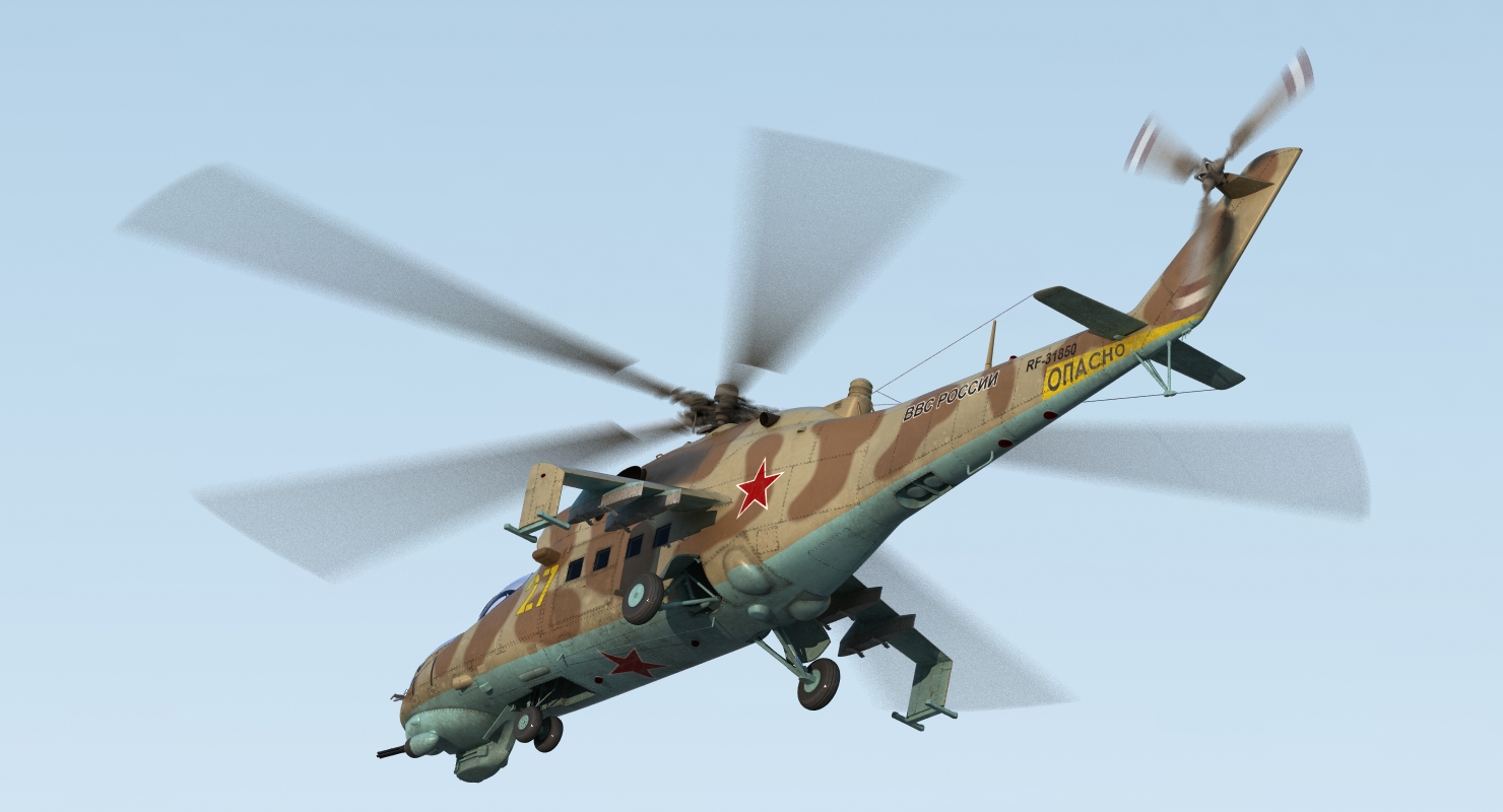 Russian Helicopter Mil Mi 24 Rigged 2 3D