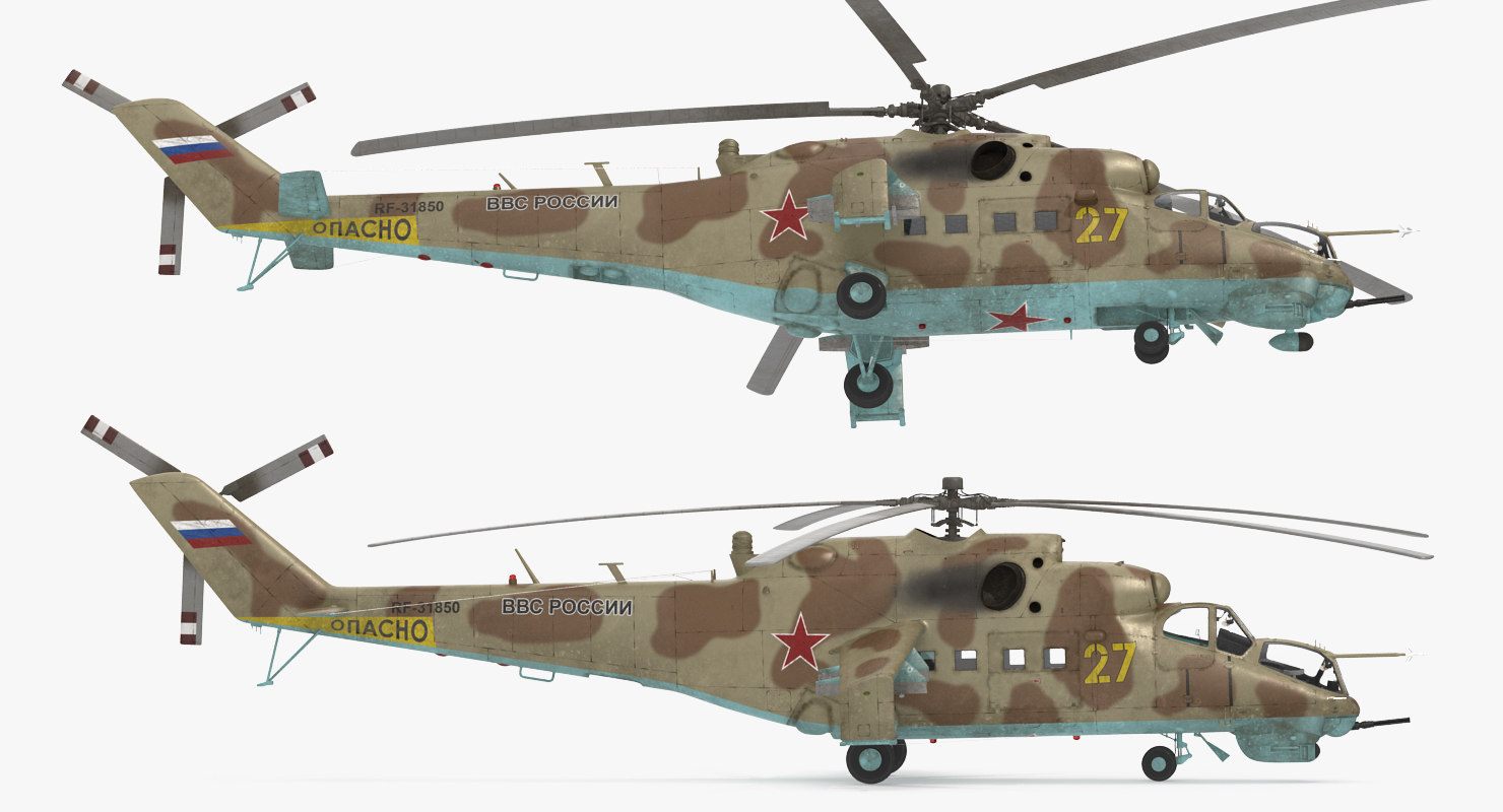 Russian Helicopter Mil Mi 24 Rigged 2 3D