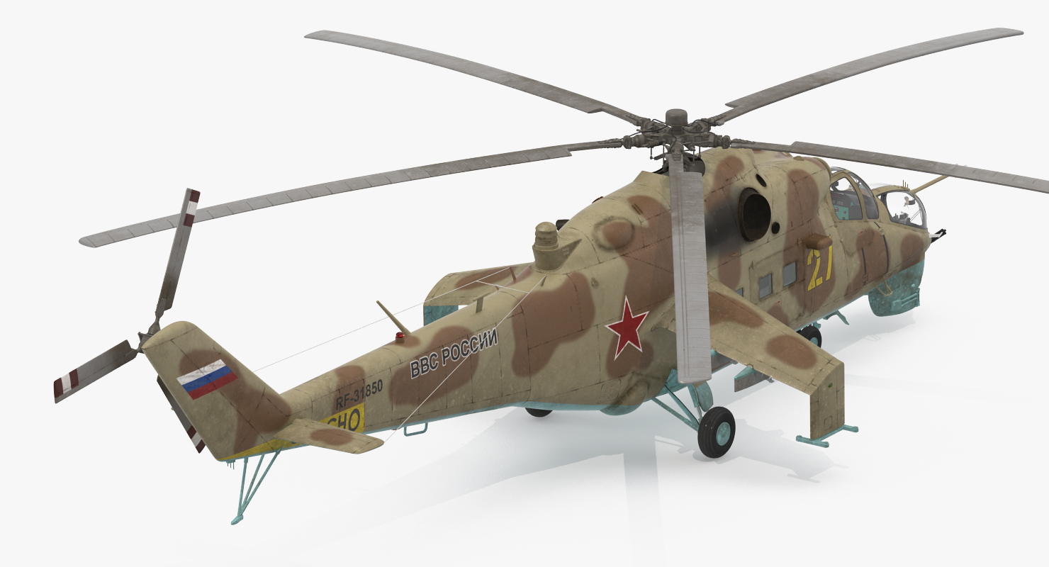 Russian Helicopter Mil Mi 24 Rigged 2 3D