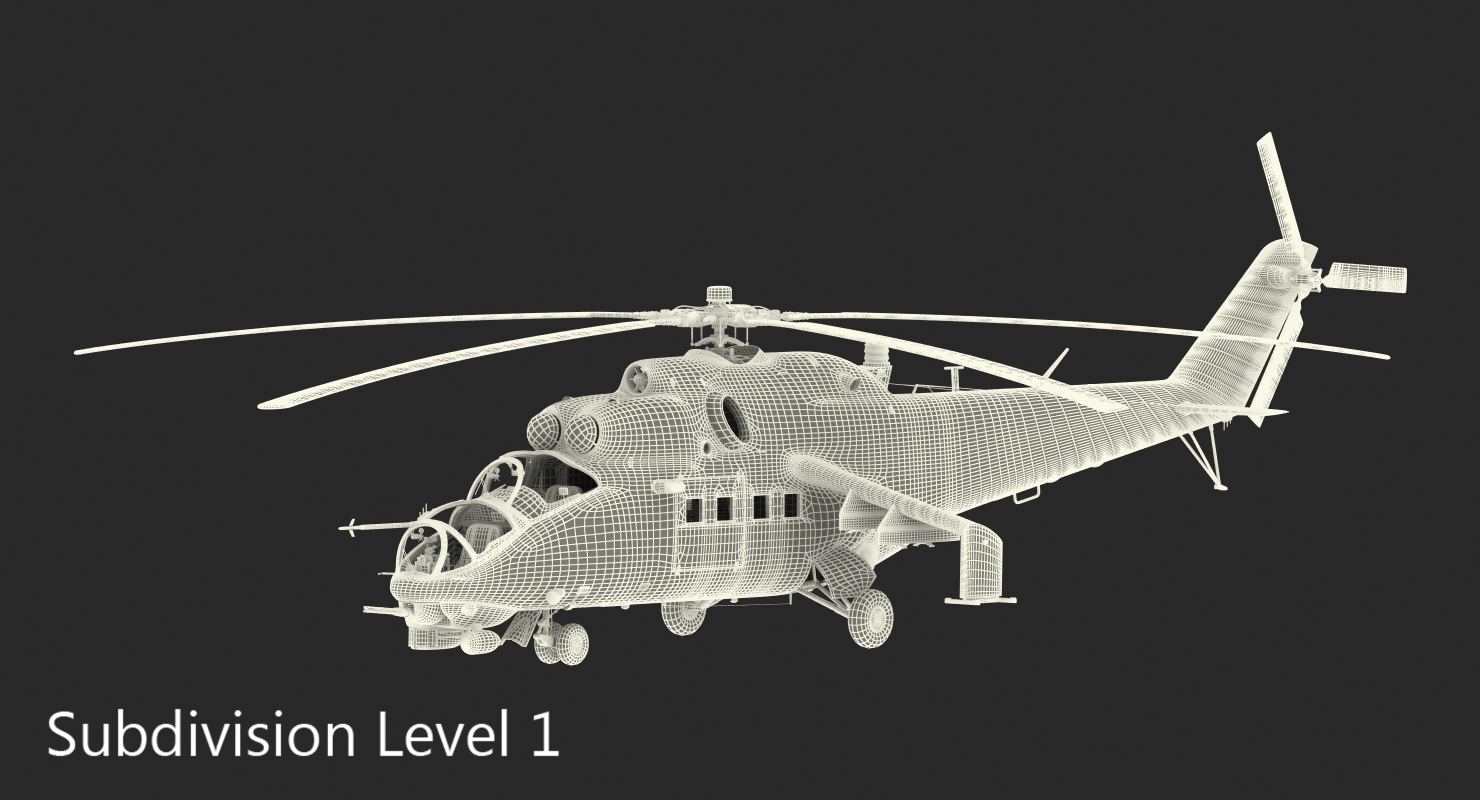 Russian Helicopter Mil Mi 24 Rigged 2 3D