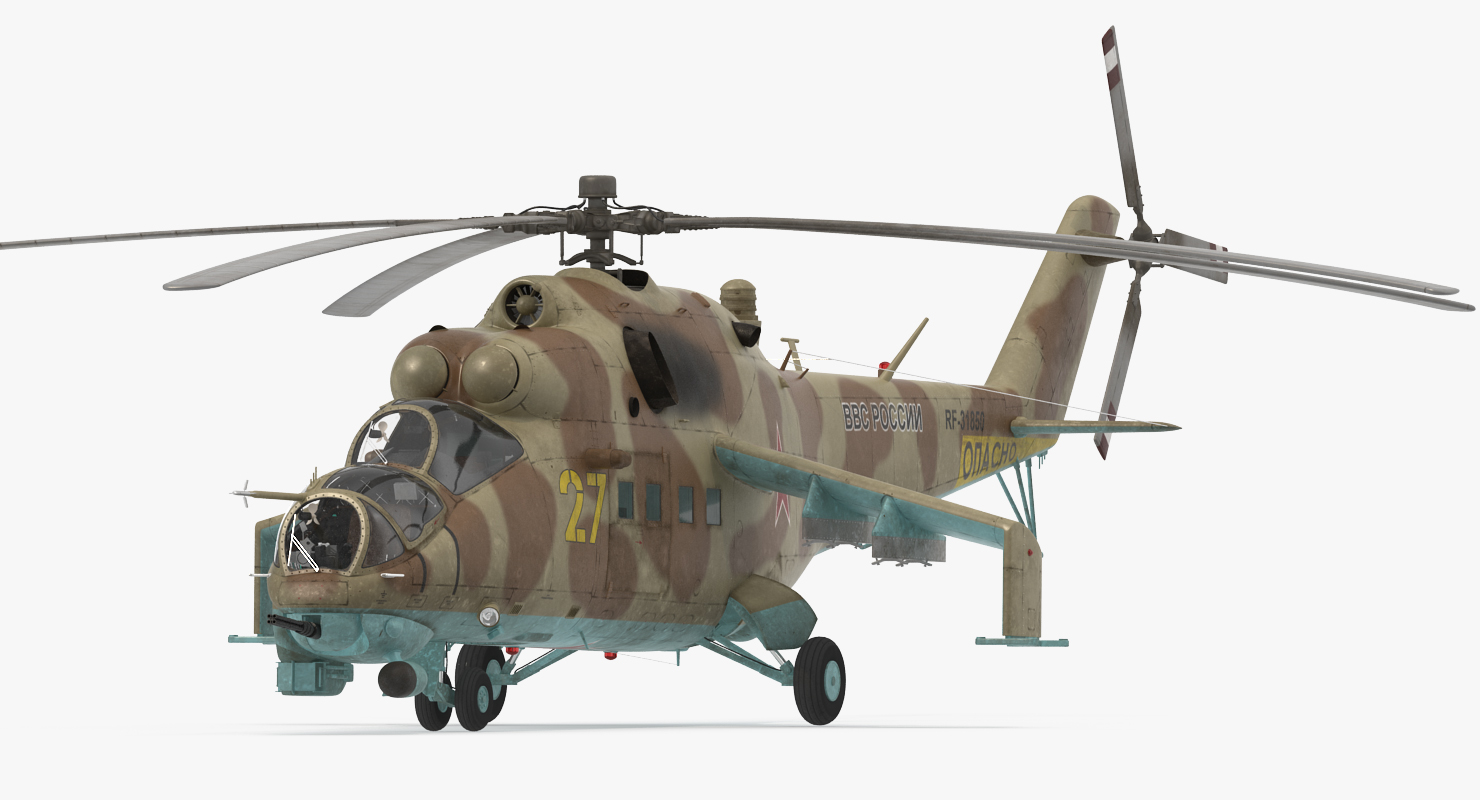 Russian Helicopter Mil Mi 24 Rigged 2 3D
