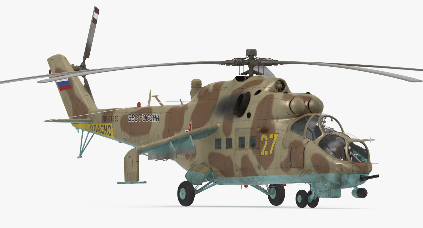 Russian Helicopter Mil Mi 24 Rigged 2 3D