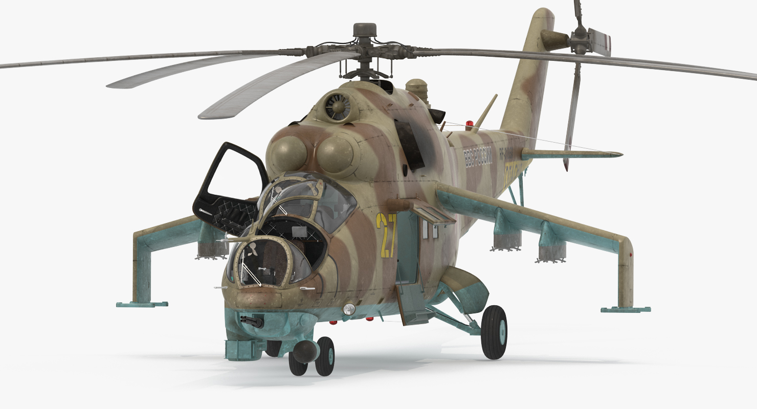 Russian Helicopter Mil Mi 24 Rigged 2 3D