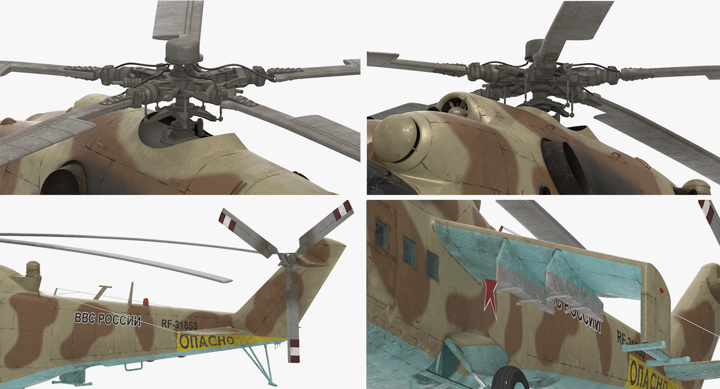 Russian Helicopter Mil Mi 24 Rigged 2 3D