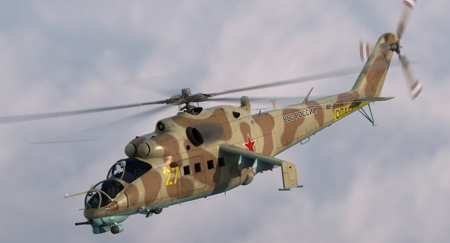 Russian Helicopter Mil Mi 24 Rigged 2 3D