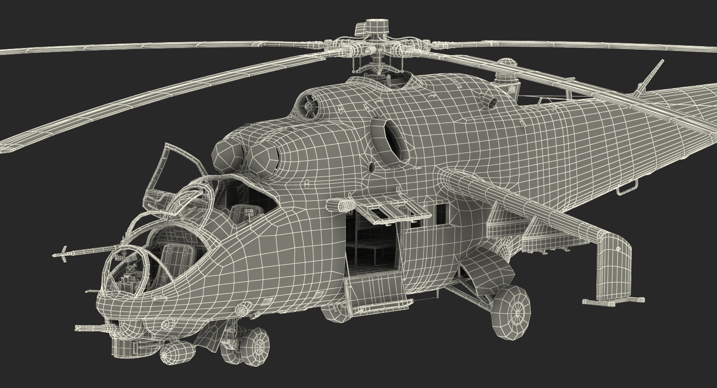 Russian Helicopter Mil Mi 24 Rigged 2 3D