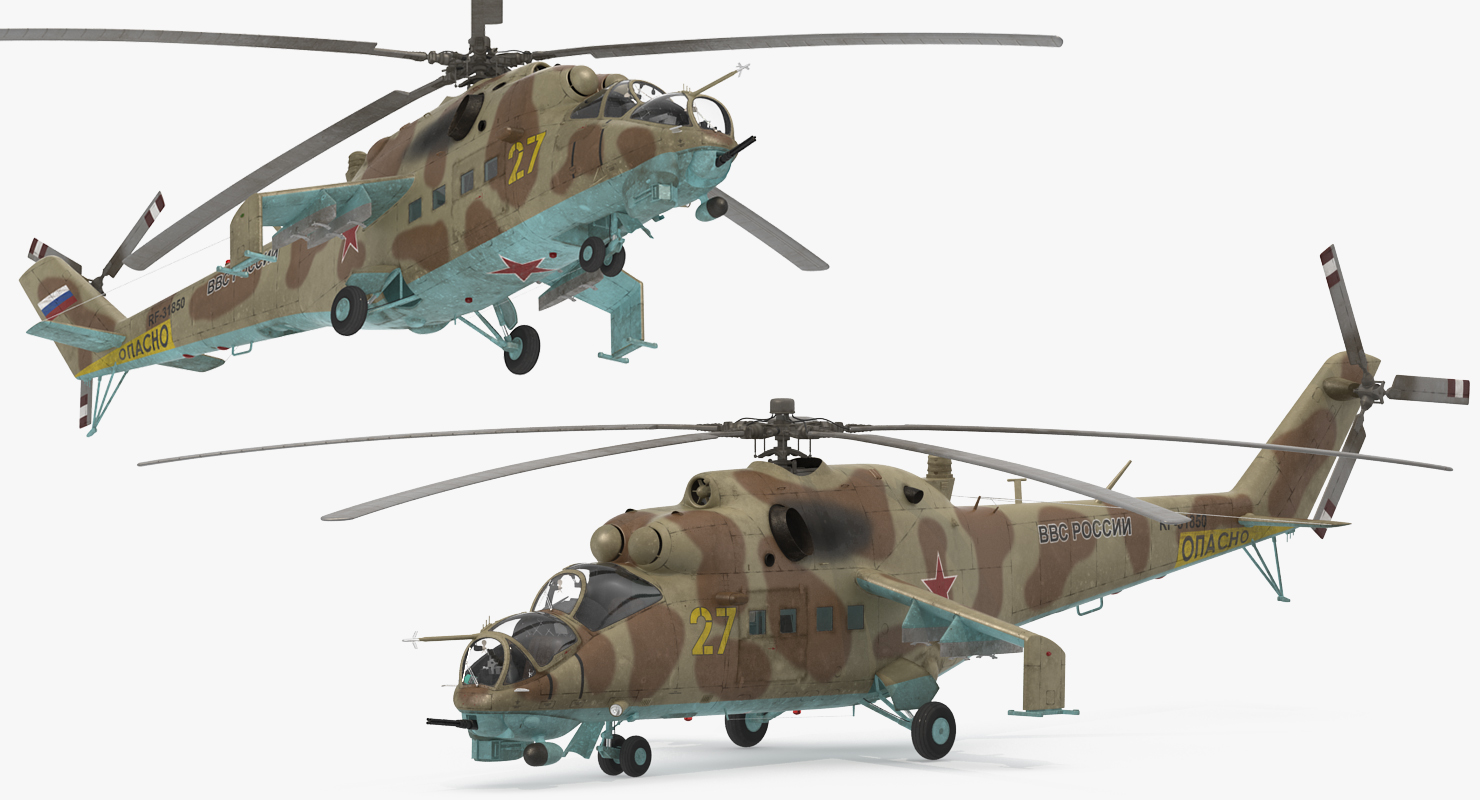 Russian Helicopter Mil Mi 24 Rigged 2 3D