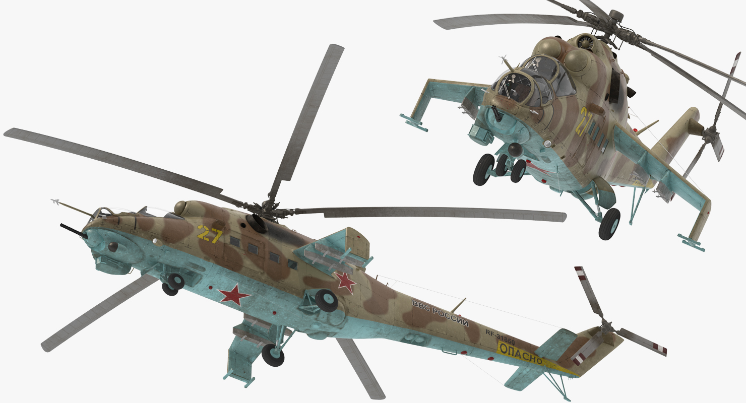 Russian Helicopter Mil Mi 24 Rigged 2 3D