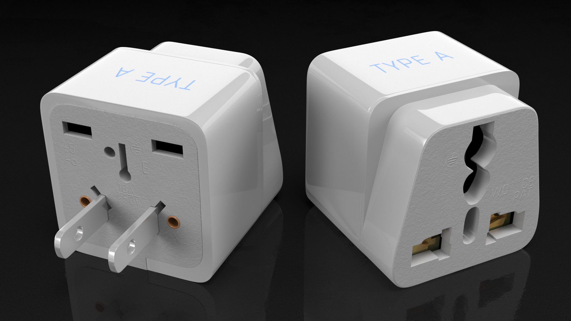 3D model Type A Plug Adapter White
