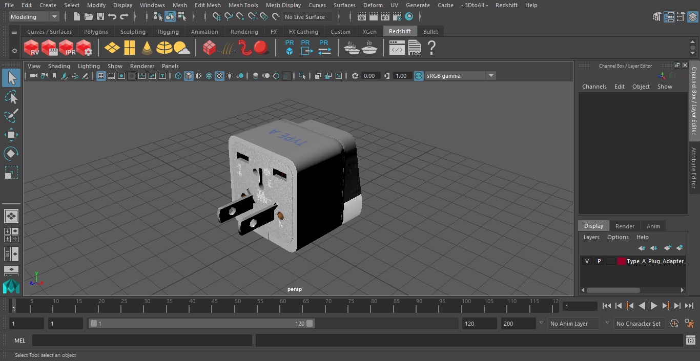 3D model Type A Plug Adapter White
