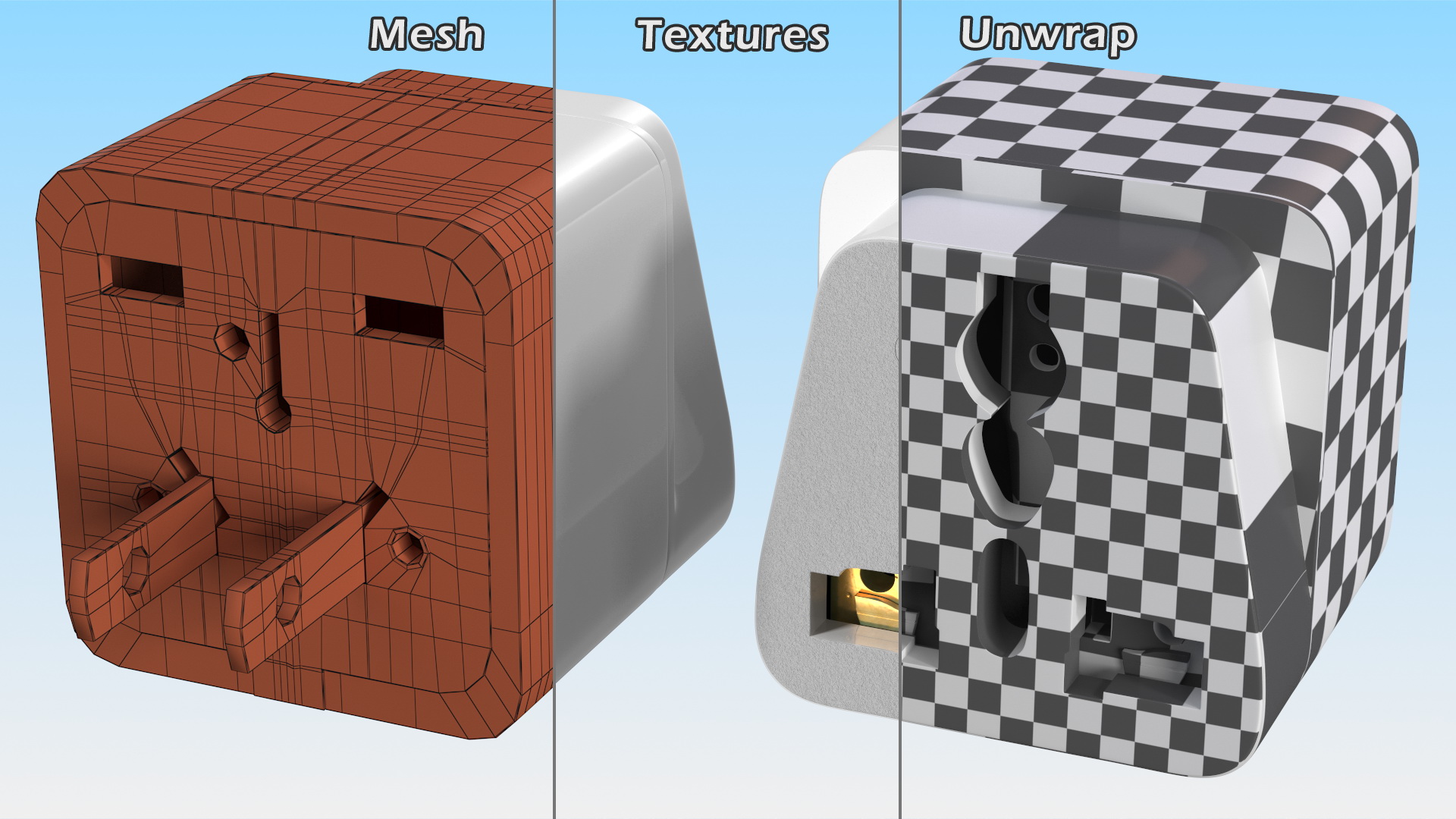 3D model Type A Plug Adapter White