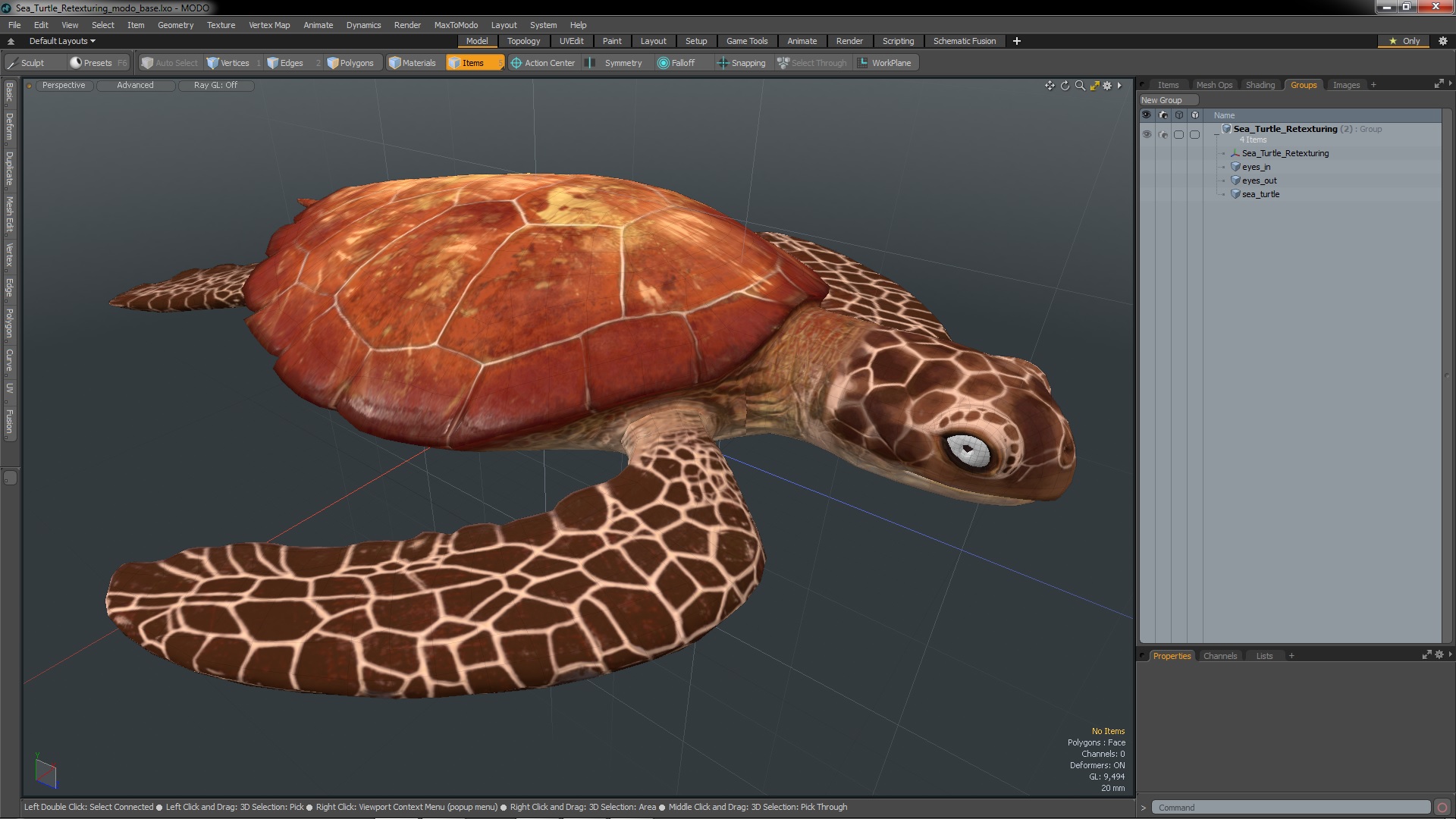 3D Sea Turtle Brown