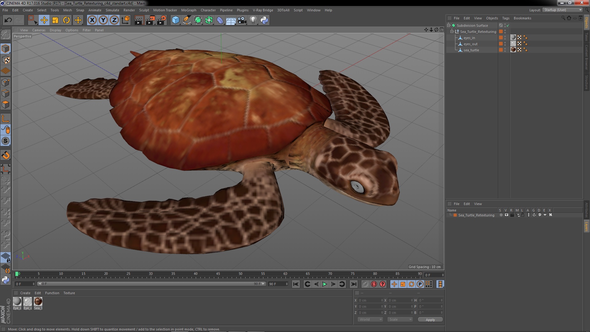 3D Sea Turtle Brown