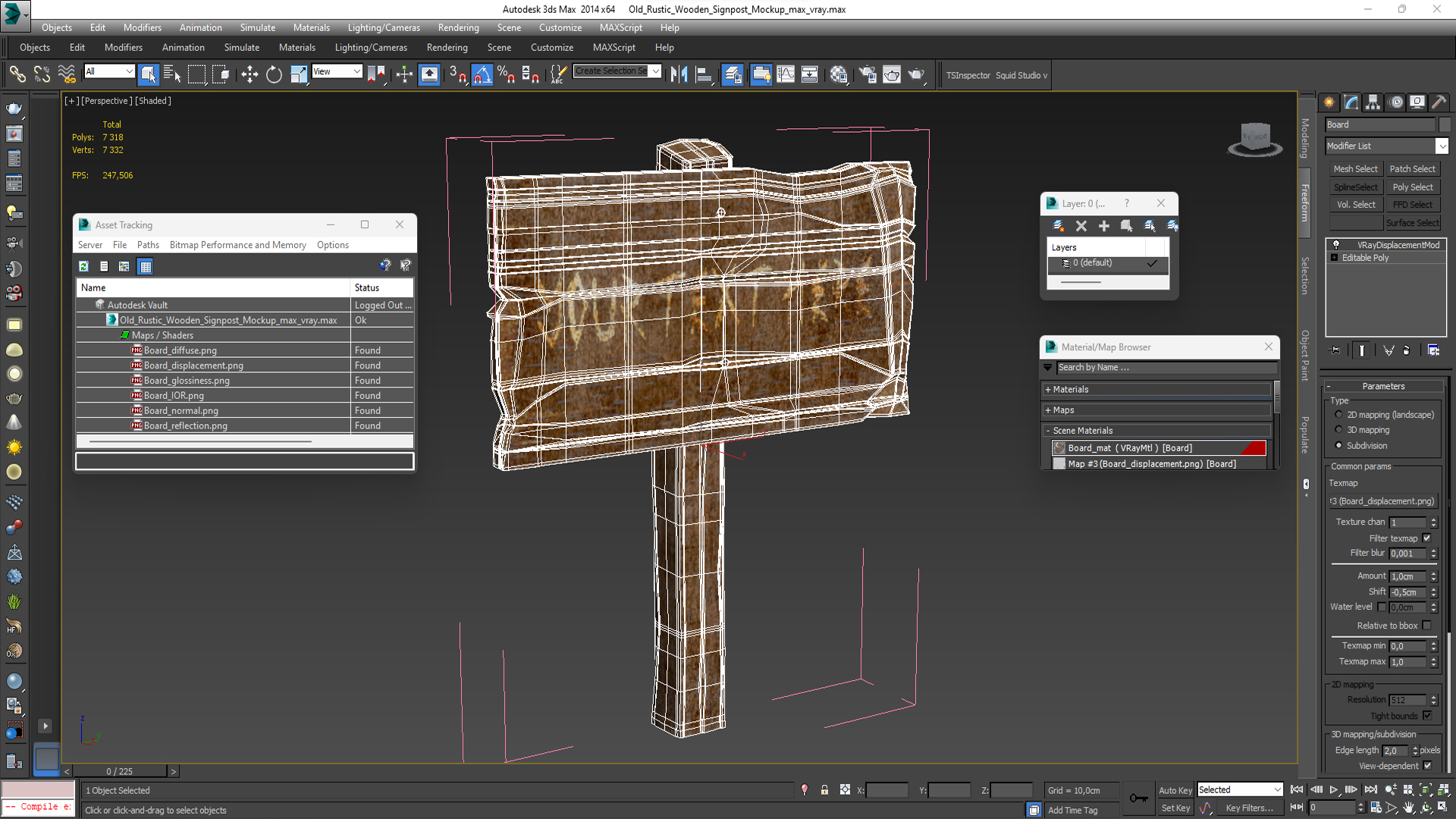 3D Old Rustic Wooden Signpost Mockup model