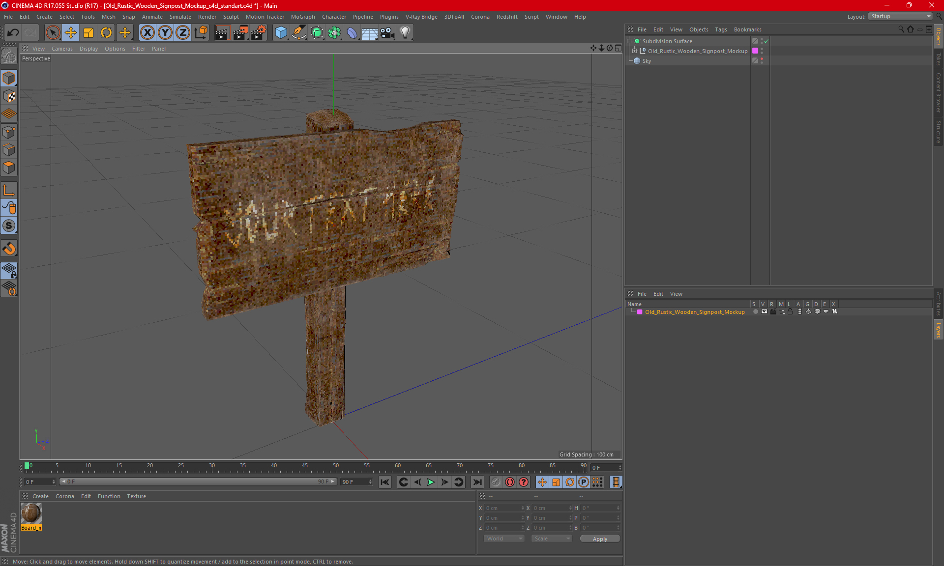 3D Old Rustic Wooden Signpost Mockup model