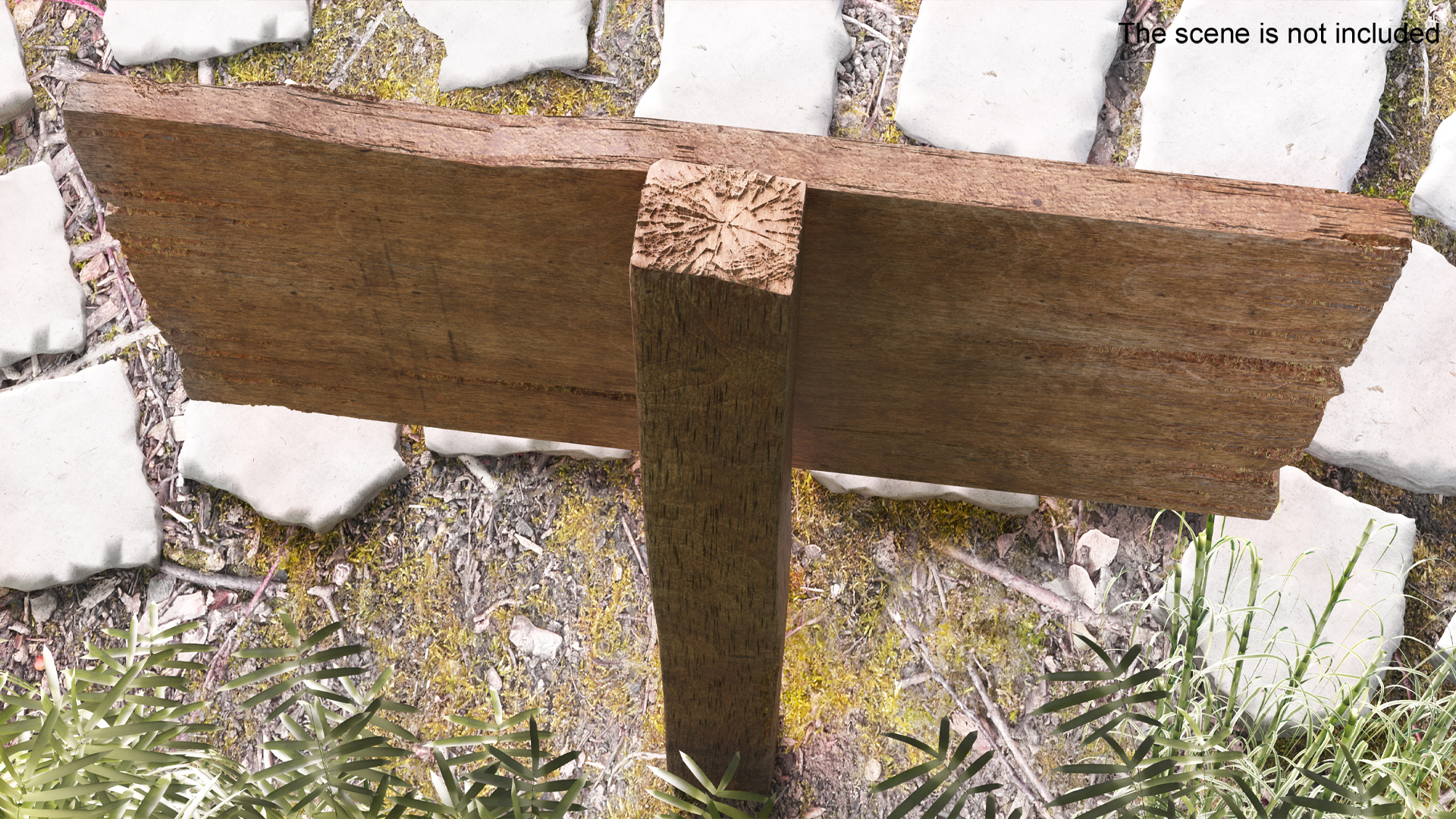 3D Old Rustic Wooden Signpost Mockup model
