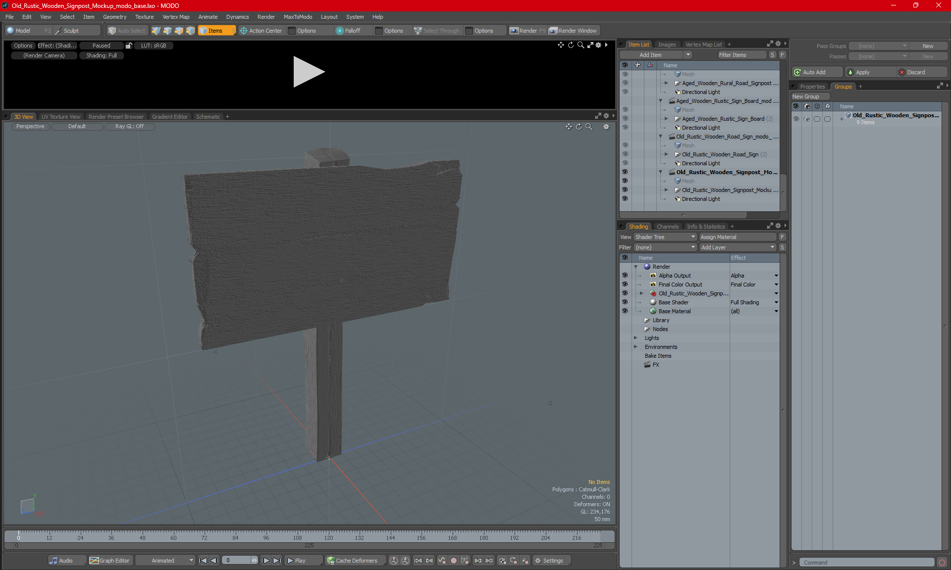 3D Old Rustic Wooden Signpost Mockup model