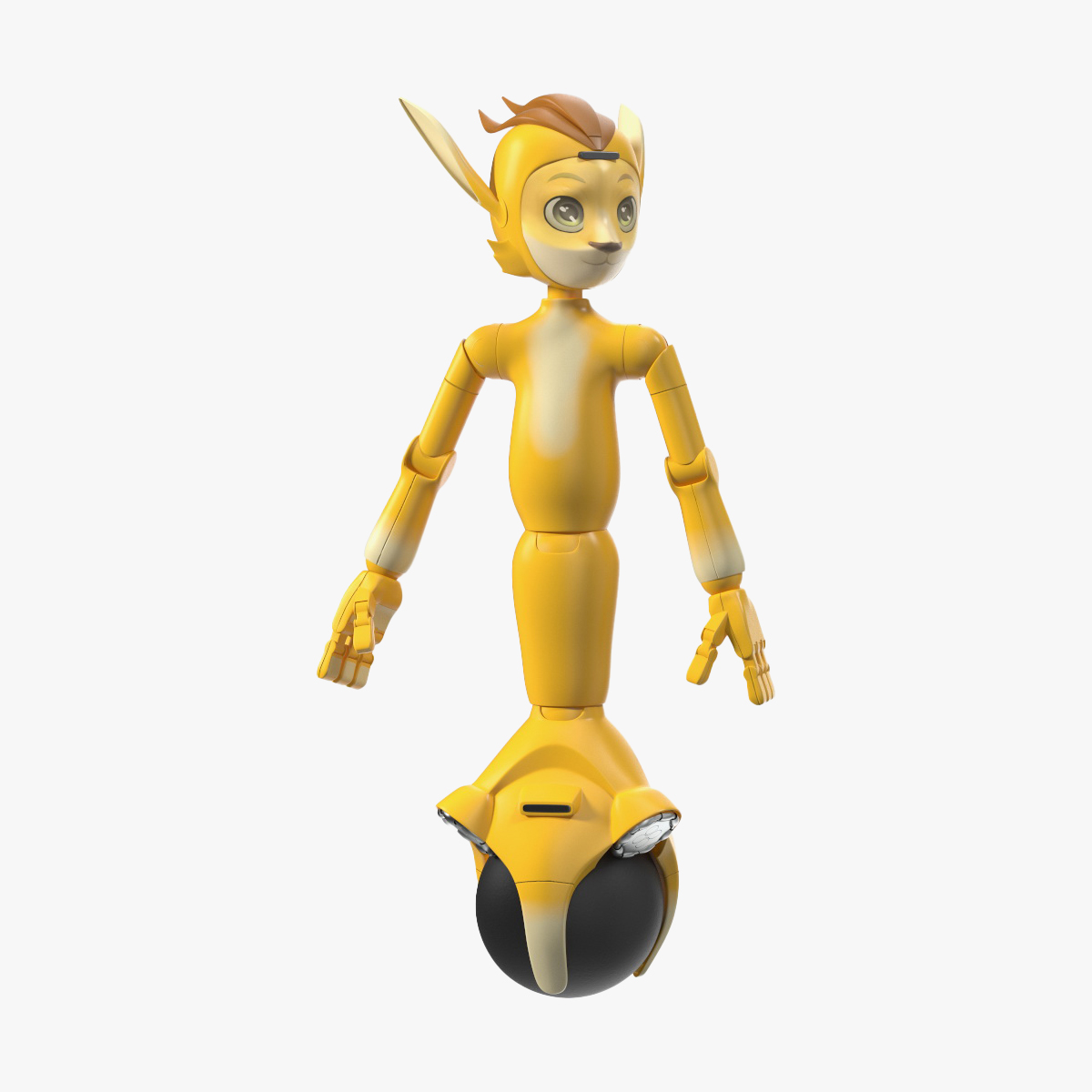 3D Mirokai Robot Yellow Rigged for Maya