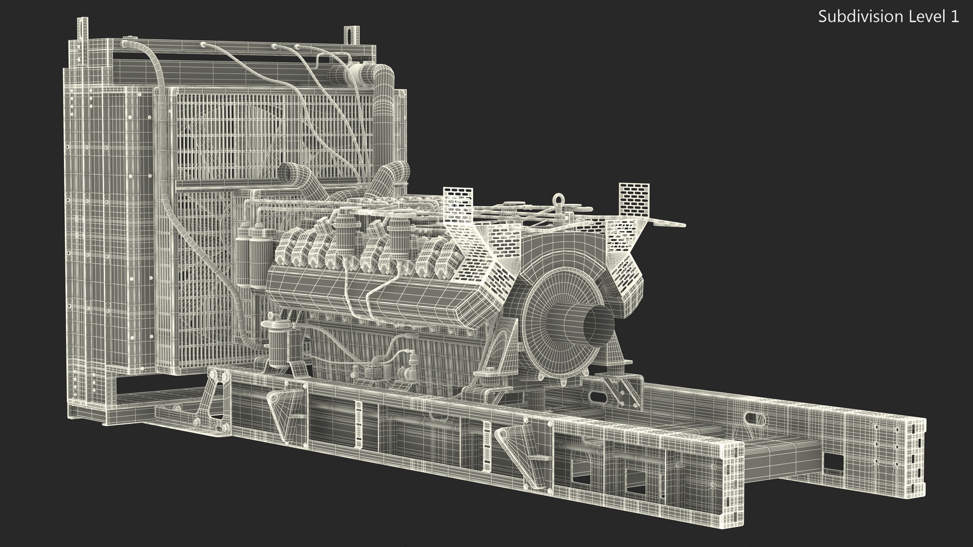 3D Engine and Cooling System for Diesel Generator