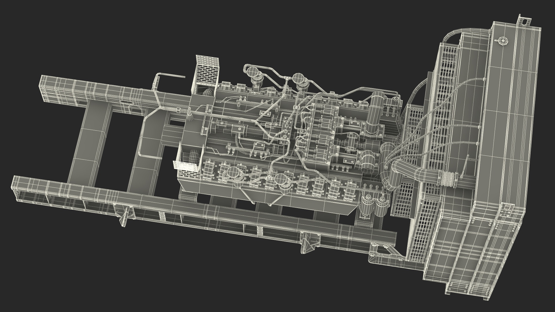 3D Engine and Cooling System for Diesel Generator