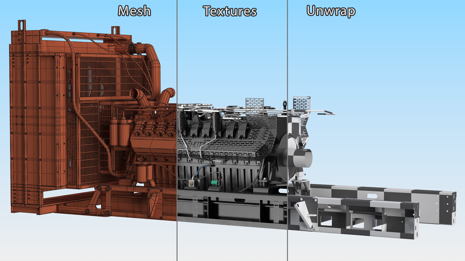 3D Engine and Cooling System for Diesel Generator