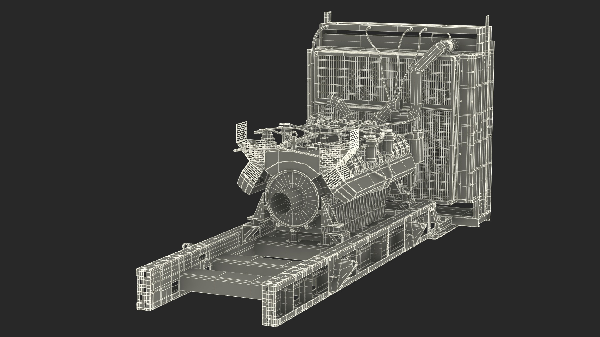 3D Engine and Cooling System for Diesel Generator