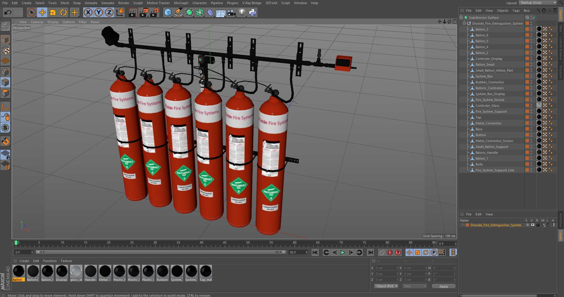 Dioxide Fire Extinguisher System 3D