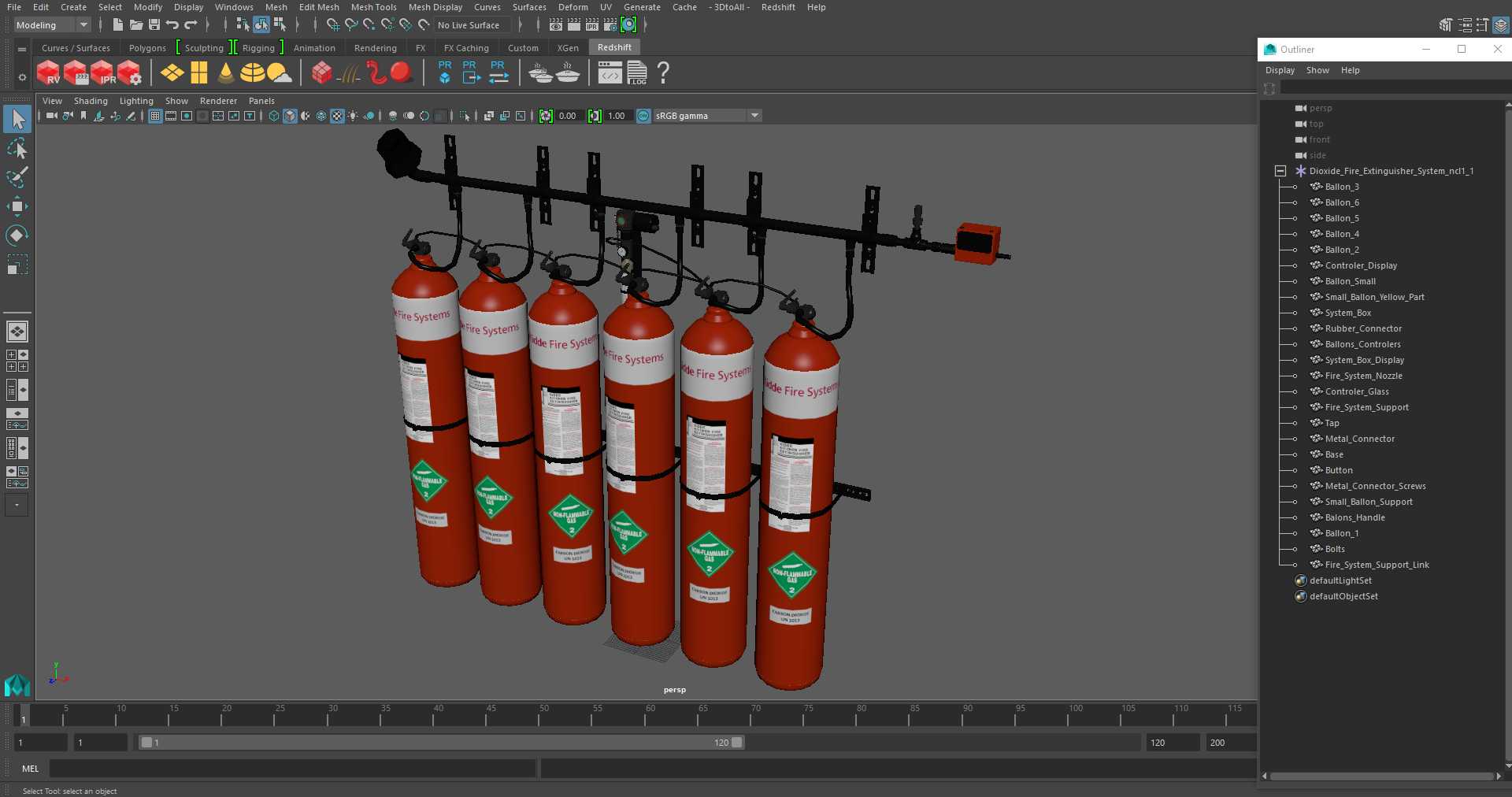 Dioxide Fire Extinguisher System 3D