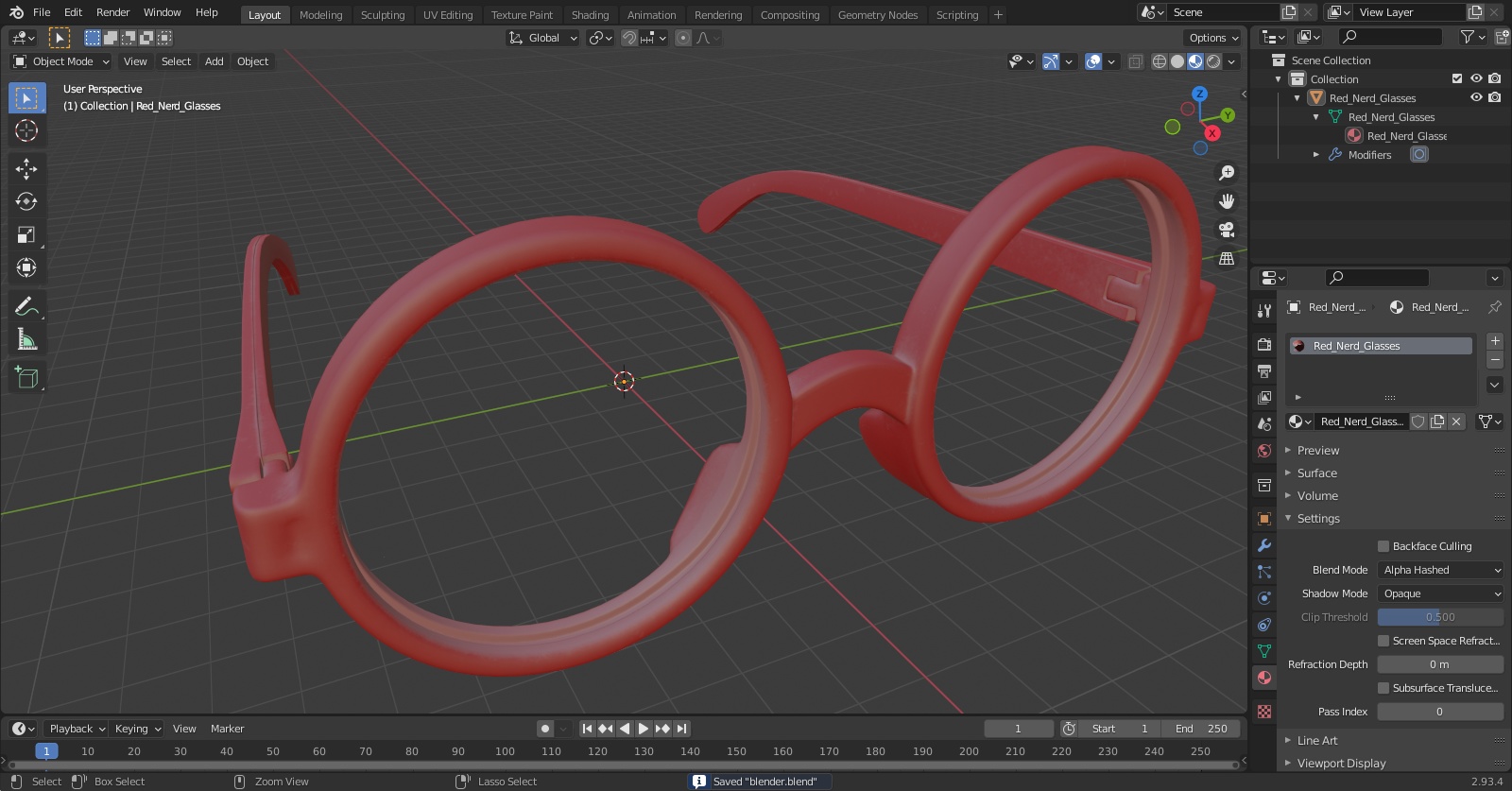 3D Red Nerd Glasses