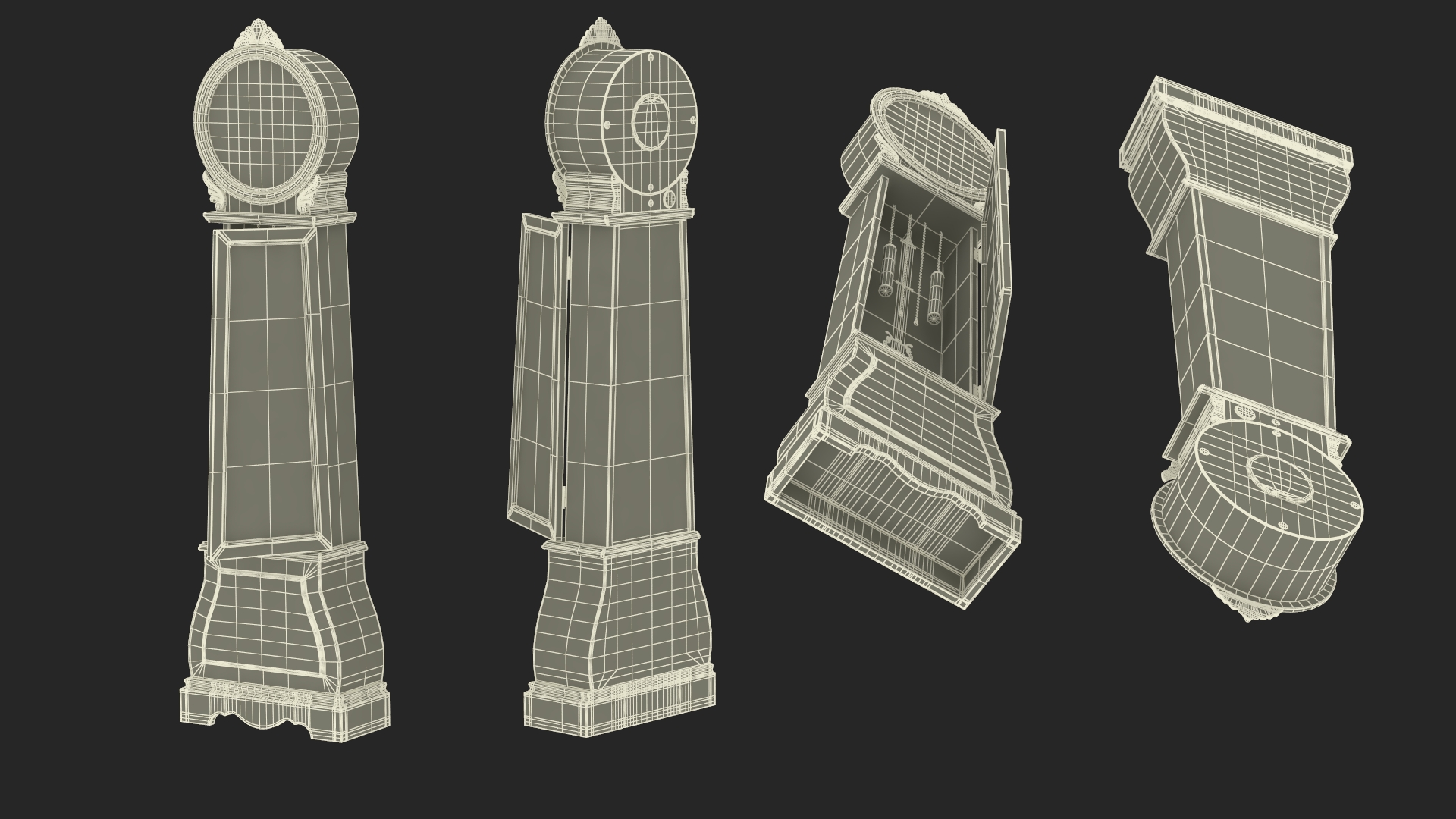 3D Grandfather Clock Light Wood Open model
