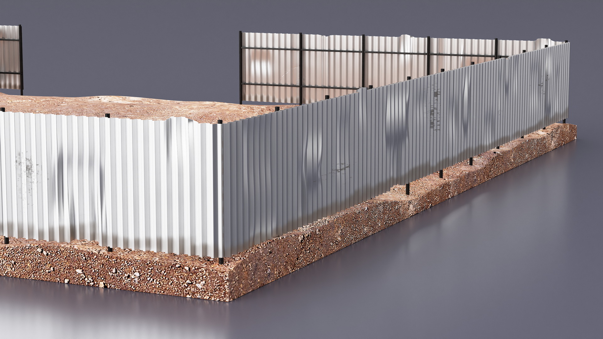 3D model Dirt Ground Corral with Metal Fence
