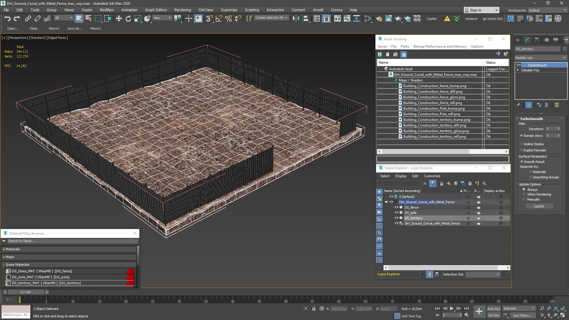 3D model Dirt Ground Corral with Metal Fence