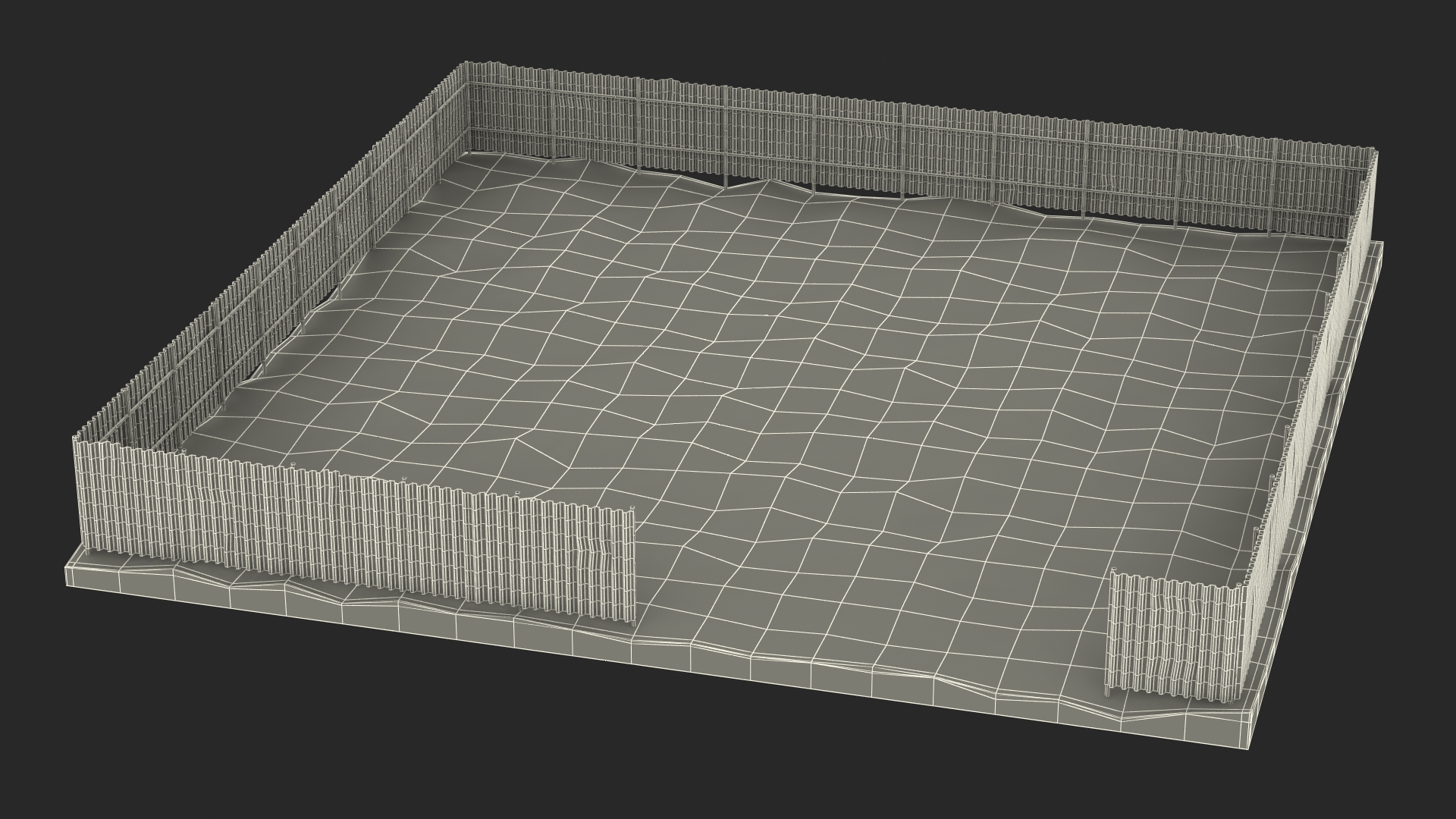 3D model Dirt Ground Corral with Metal Fence