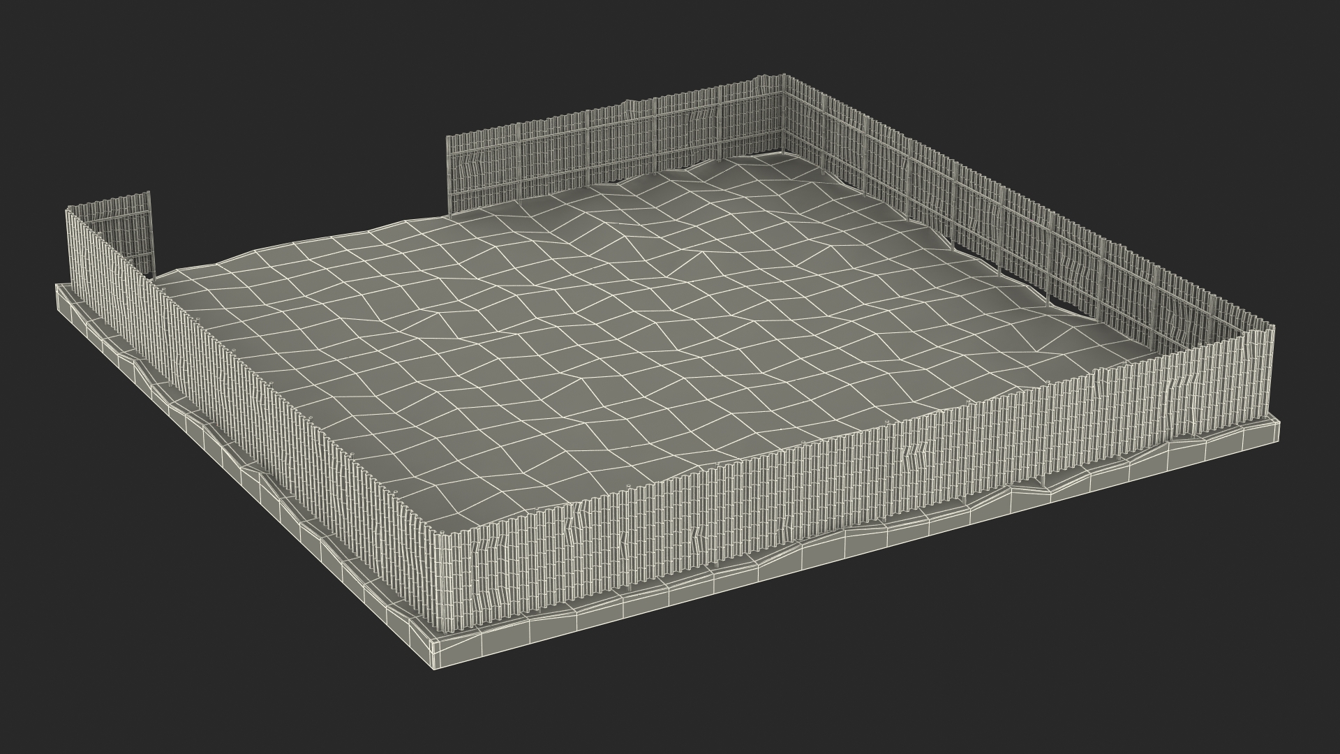 3D model Dirt Ground Corral with Metal Fence