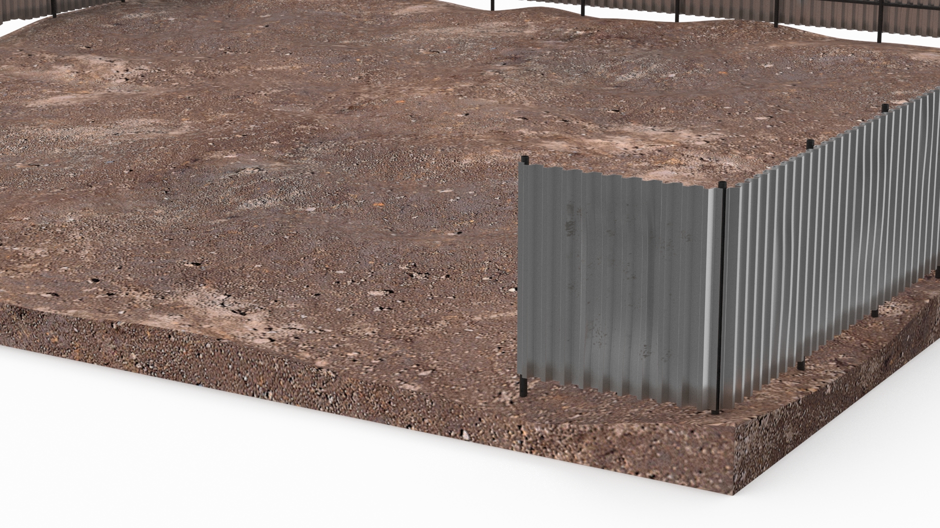 3D model Dirt Ground Corral with Metal Fence