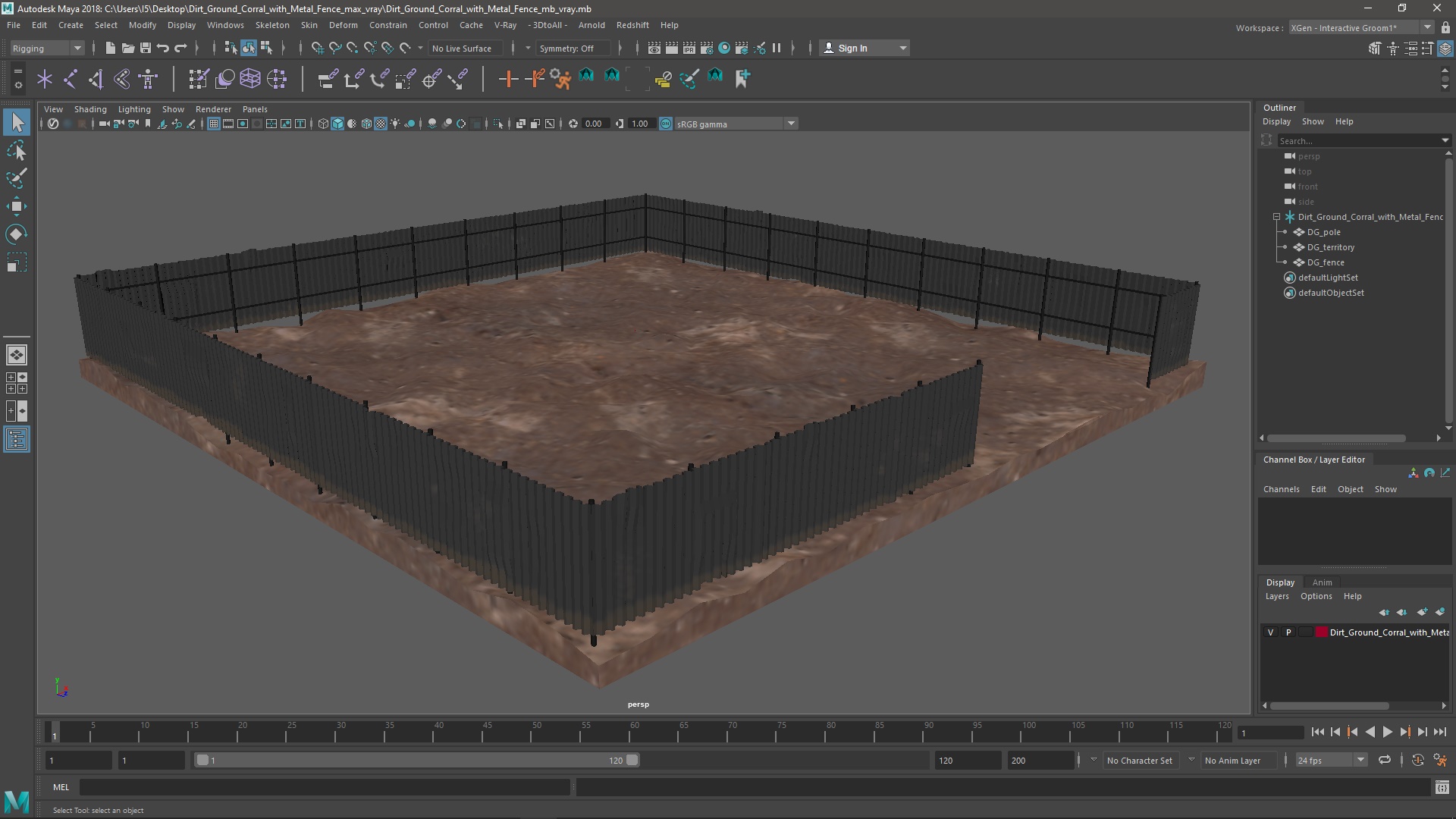 3D model Dirt Ground Corral with Metal Fence