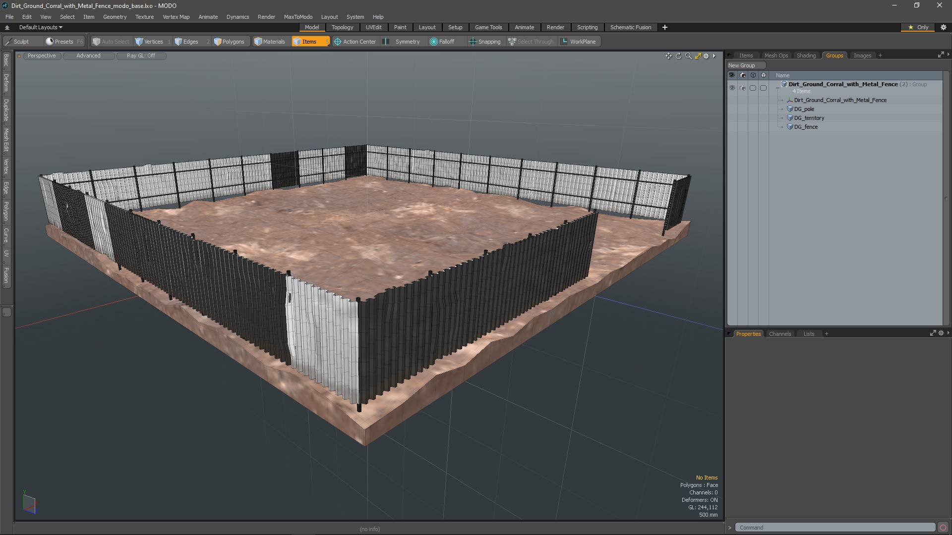 3D model Dirt Ground Corral with Metal Fence