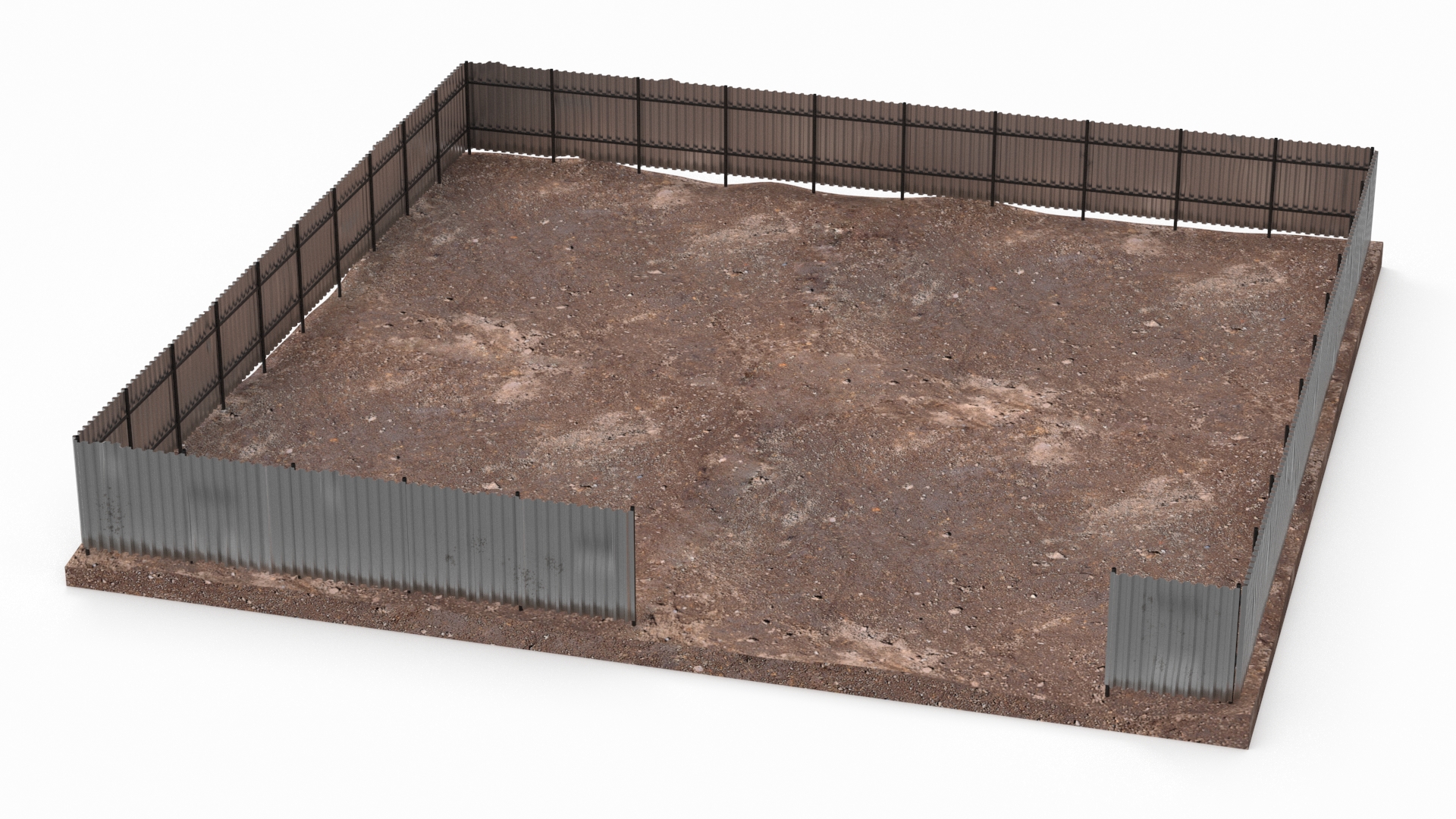 3D model Dirt Ground Corral with Metal Fence
