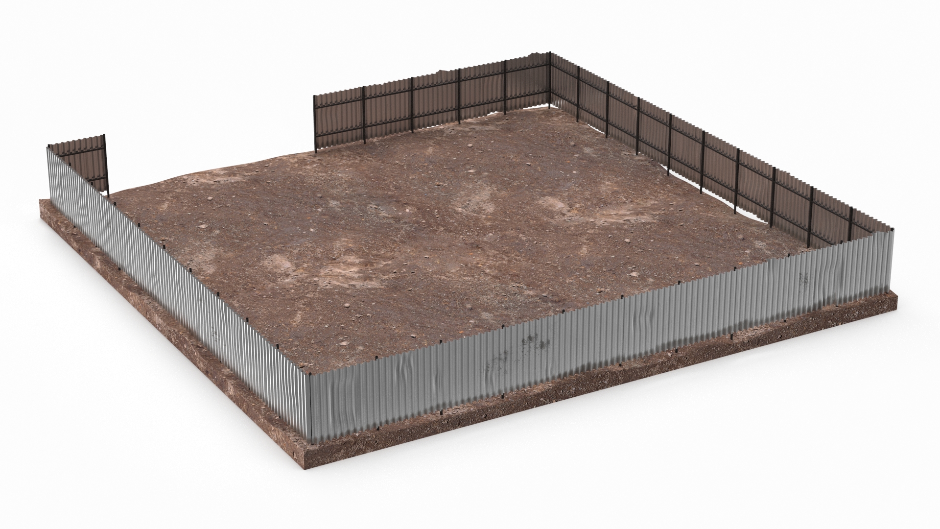 3D model Dirt Ground Corral with Metal Fence
