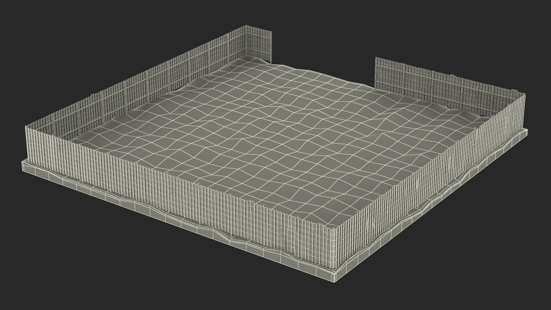 3D model Dirt Ground Corral with Metal Fence